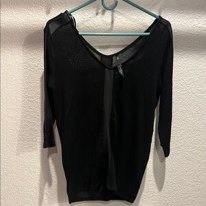 Jessica Simpson Black Asymmetrical 3/4 Sleeve Blouse